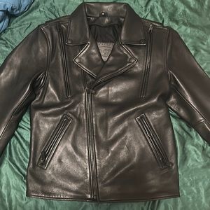 Black leather biker jacket - Size M - brand new